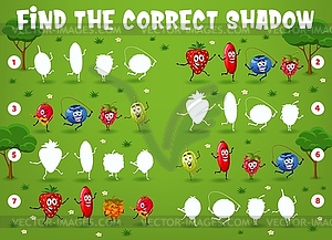 Find correct shadow game with berry characters - royalty-free vector clipart