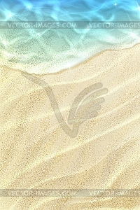 Realistic summer beach seaside, top view backdrop - vector image