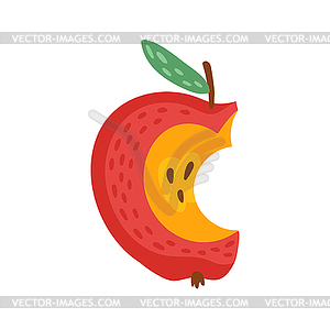 Letter C font type autumn ABC cartoon bitten apple - vector image