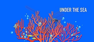 Save ocean sea paper cut reef corals and fish - vector image