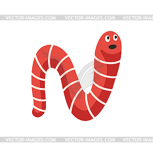 Letter N in shape of worm autumn ABC alphabet sign - vector image