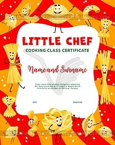 Маленький шеф-повар, сертификат кулинарного класса или диплом - векторный клипарт