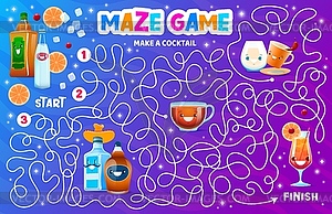 Labyrinth maze make cocktail drink board game - vector image