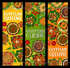 Egyptian cuisine restaurant meals vertical banners - vector image