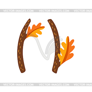 Autumn alphabet punctuation mark oak tree branches - vector image