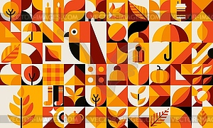 Bauhaus pattern with autumn thanksgiving harvest - vector clipart