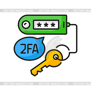 2FA two factor verification icon, security code - vector image