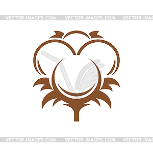 Cotton flower icon, 100 organic soft bio fabric - vector clipart