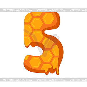 5 digit number five figure honey honeycomb - vector clip art