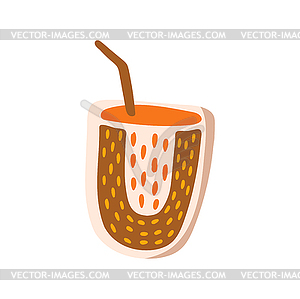 Cute U letter English alphabet of Thanksgiving day - vector clipart