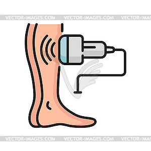 Ultrasound of veins in legs outline icon - vector clip art