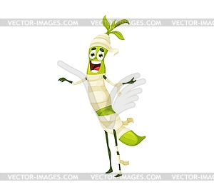 Cartoon halloween daikon mummy funny character - vector clip art