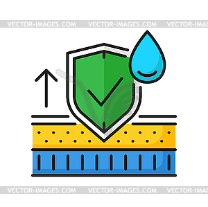 Waterproof shield, water resistant fabric surface - vector image