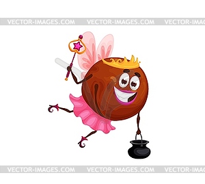 Cartoon halloween macadamia fairy character - stock vector clipart