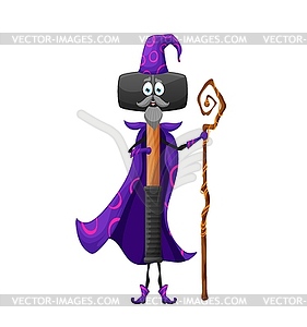 Cartoon Halloween sledgehammer or maul tool wizard - vector clip art