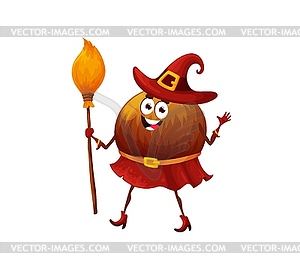 Cartoon Halloween witch hazelnut character - vector clipart