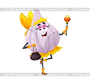 Cartoon Halloween garlic fairy funny character - vector clip art