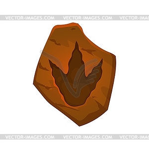 Cartoon dinosaur footprint, archeology fossil - vector image