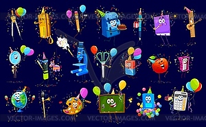 Birthday holiday celebration, cartoon characters - vector image