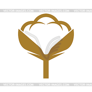 Cotton label or natural fabric o textile icon - vector image