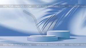 Empty blue podium mockup for product display - vector image