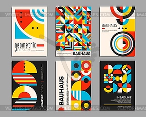 Bauhaus posters with geometric abstract patterns - vector image