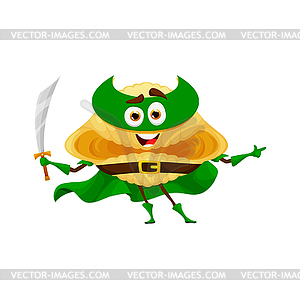 Cartoon conchiglioni pasta superhero character - vector clipart