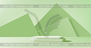 Светло-зеленый, оливково-фисташковый фон подиума - векторное графическое изображение