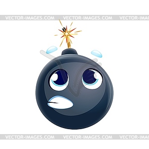 Cartoon scared bomb character with wick or fuse - vector clip art