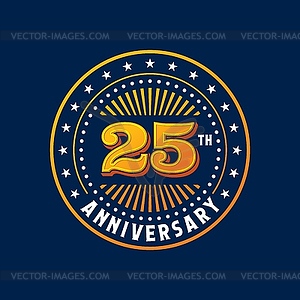 Birthday badge and 25th anniversary seal or mark - vector image
