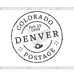Денверская почтовая марка, США, почтовая марка штата Колорадо - векторная иллюстрация