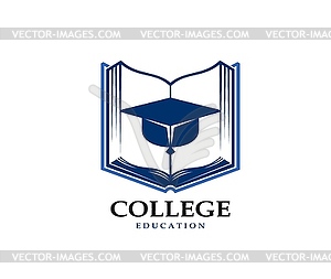 College education book with student cap icon - royalty-free vector image