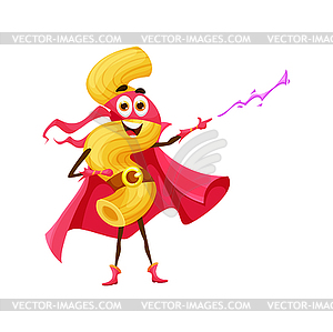 Cartoon cavatappi pasta superhero character - vector EPS clipart