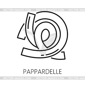 Egg pappardelle pasta thin line icon - vector clipart