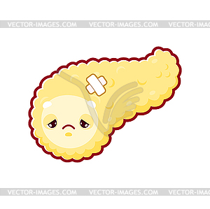 Cartoon sick pancreas body organ character - stock vector clipart