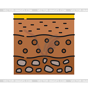 Soil ground section agriculture color line icon - stock vector clipart