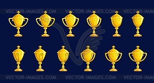 Golden trophy cup sequence, animation sprite sheet - vector clip art