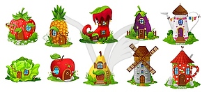 Fairytale houses and dwellings, cartoon homes - stock vector clipart