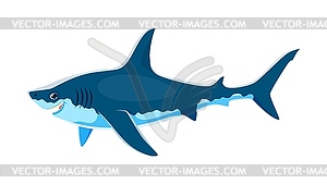 Характер акулы, могучего великолепного морского животного - векторное изображение клипарта