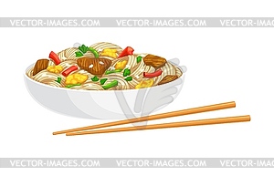 Cartoon noodles, chinese new lunar year food - vector clipart / vector image