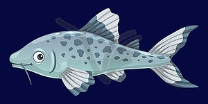 Aquarium catfish, freshwater creature - vector image
