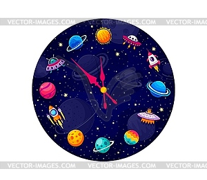 Galaxy space clock showcasing beauty of cosmos - vector clipart