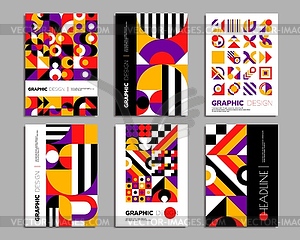 Bauhaus posters, geometric abstract background - vector image