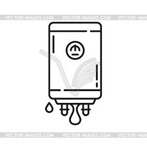 Plumbing service icon, boiler water leakage repair - vector clip art