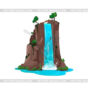 Cartoon waterfall, water fall and cascade streams - royalty-free vector clipart