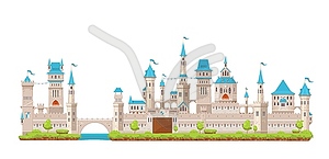 Medieval fortress castle, knight stone fortress - vector clipart