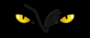 Black cat eyes, yellow glowing panther pupils - vector image