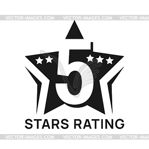 Five star rating, best prize icon or symbol - vector clip art