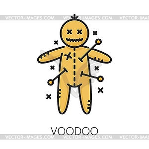 Voodoo puppet witchcraft magic icon, sign - vector clipart