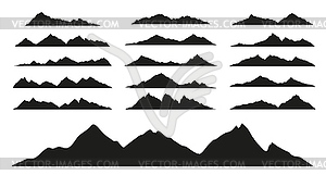 Черные силуэты горного хребта, скалистый пейзаж - рисунок в векторном формате